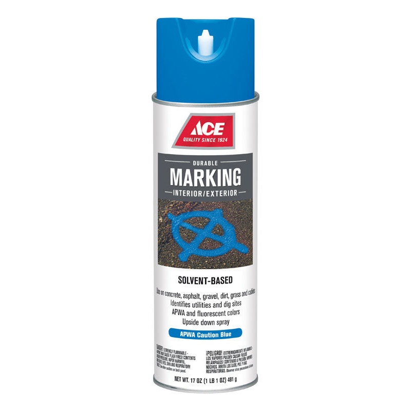 Ace Sovent-Based APWA Caution Blue Upside-Down Marking Spray Paint 17 oz.