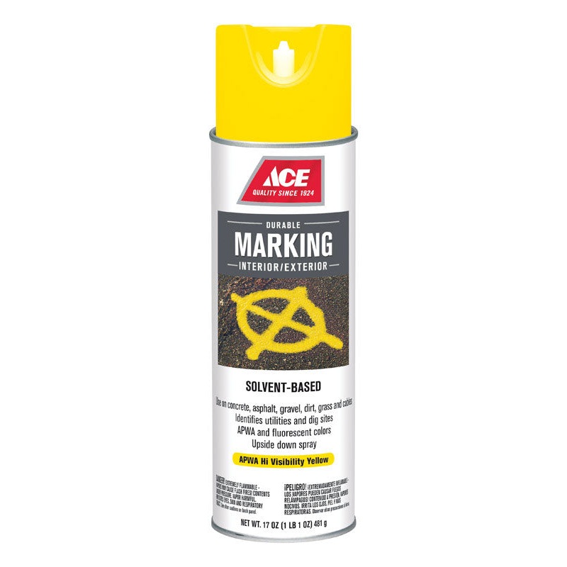 Ace Sovent-Based APWA Hi Visibility Yellow Upside-Down Marking Spray Paint 17 oz.