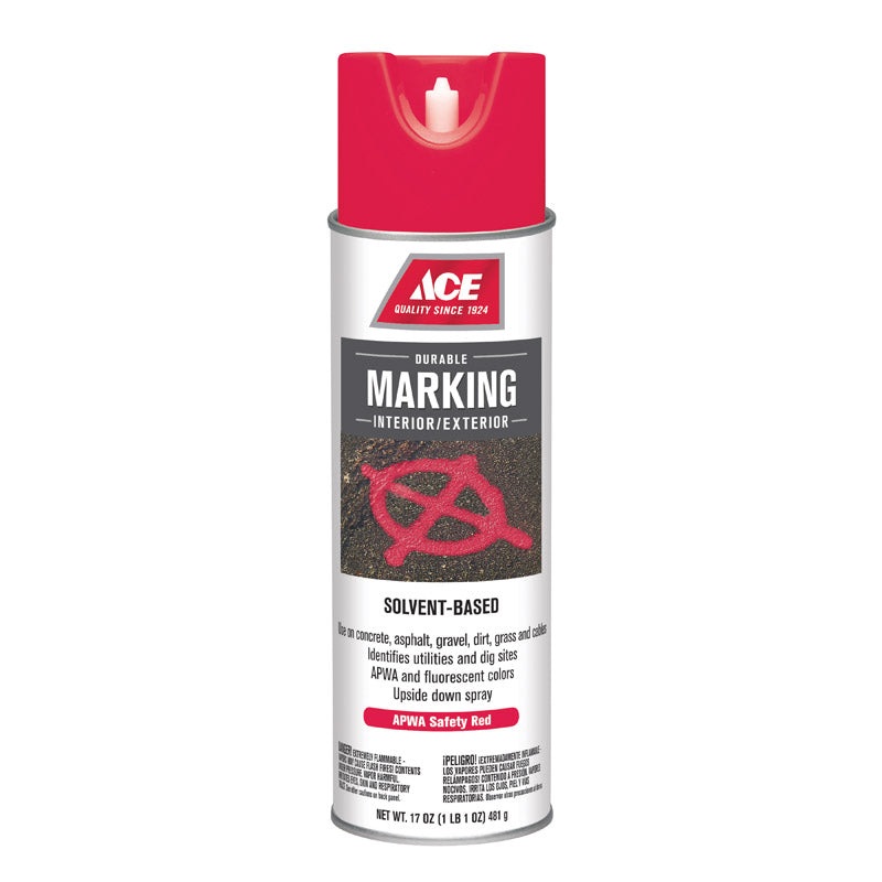 Ace Sovent-Based APWA Safety Red Upside-Down Marking Spray Paint 17 oz.