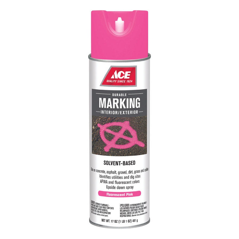 Ace Sovent-Based Fluorescent Pink Upside-Down Marking Spray Paint 17 oz.