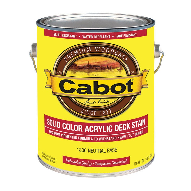 Cabot Solid Tintable Neutral Base Water-Based Acrylic Deck Stain 1 gal.