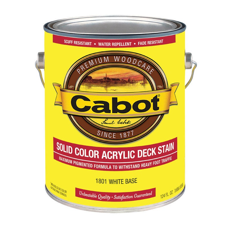 Cabot Solid Tintable White Base Water-Based Acrylic Deck Stain 1 gal.
