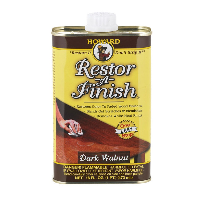 Howard Restor-A-Finish Semi-Transparent Oil-Based Wood Restorer Dark Walnut 1 pt.