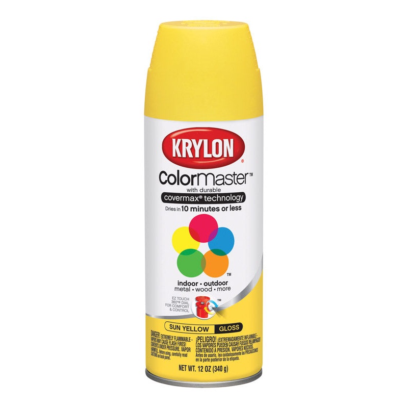 Krylon ColorMaster Sun Yellow Gloss Spray Paint 12 oz.
