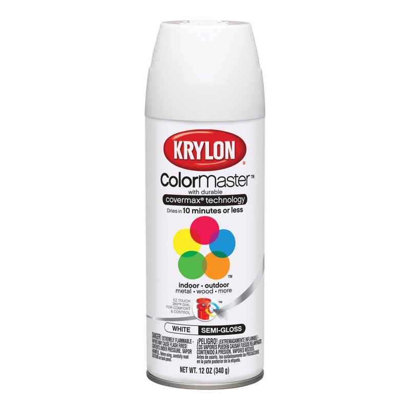 Krylon ColorMaster White Semi-Gloss Spray Paint 12 oz.