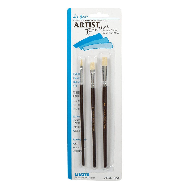 Linzer No. 0, 2, 4 W Flat White China Bristle Artist Paint Brush Set