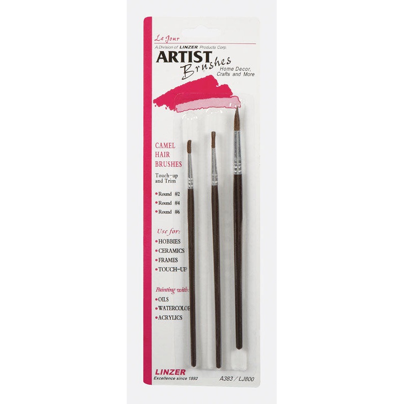 Linzer No. 2, 4, 6 W Round Camel Hair Artist Paint Brush Set