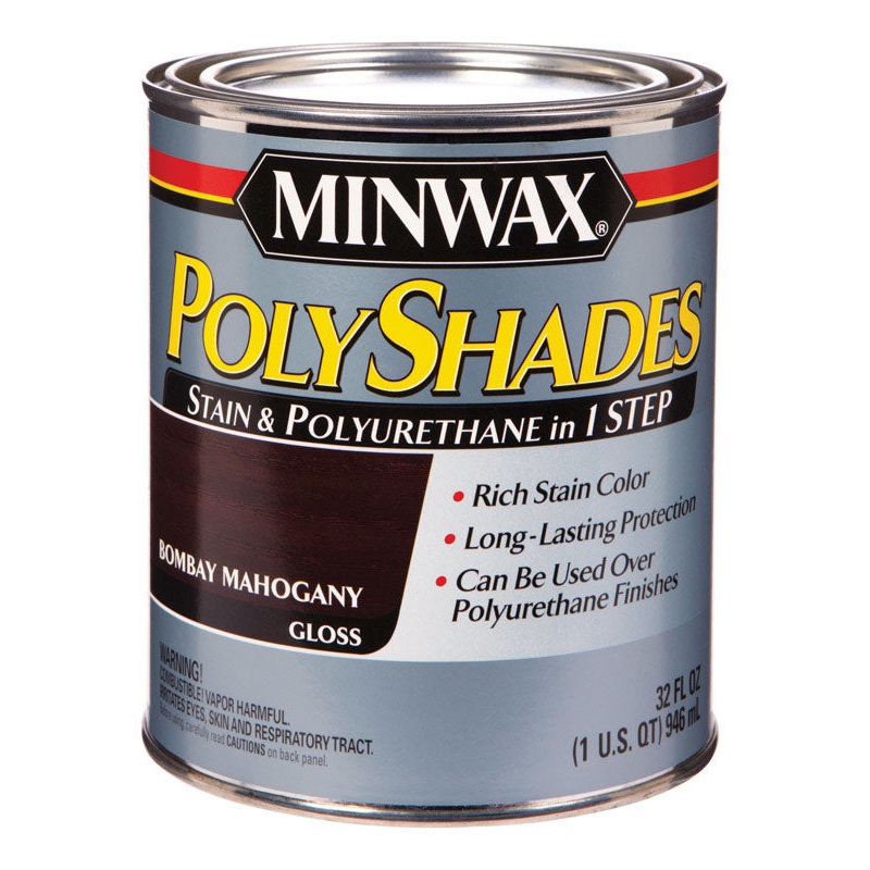 Minwax PolyShades Transparent Polyurethane Stain and Polyurethane Finish Bombay Mahogany 1 qt.