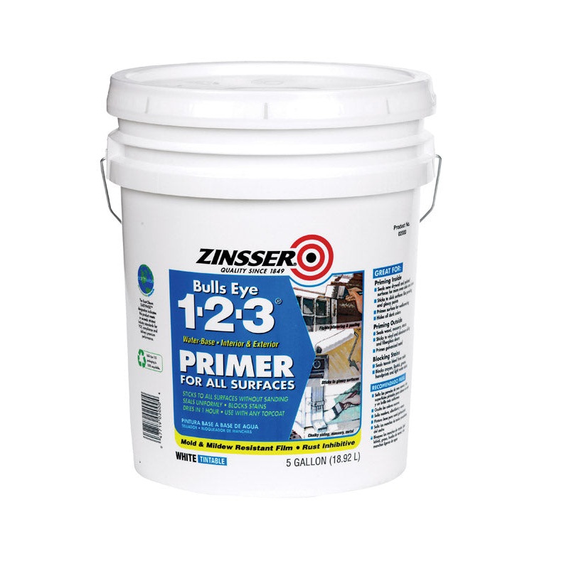 Zinsser Bulls Eye 123 Water-Based Interior and Exterior Primer and Sealer 5 gal. White