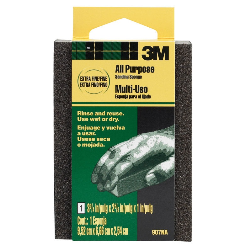 3M Aluminum Oxide Sanding Sponge 2-5/8 in. W x 3-3/4 in. L Extra Fine