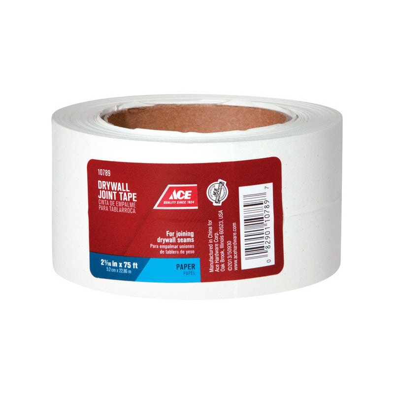 Ace 75 ft. L x 2.06 in. W x 75 ft. L x 2-1/16 in. W Paper White Self Adhesive Drywall Joint Tape