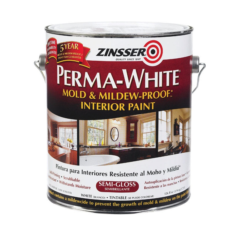 Zinsser Perma-White Interior Acrylic Latex Mold and Mildew-Proof Paint White Semi-Gloss 1 gal