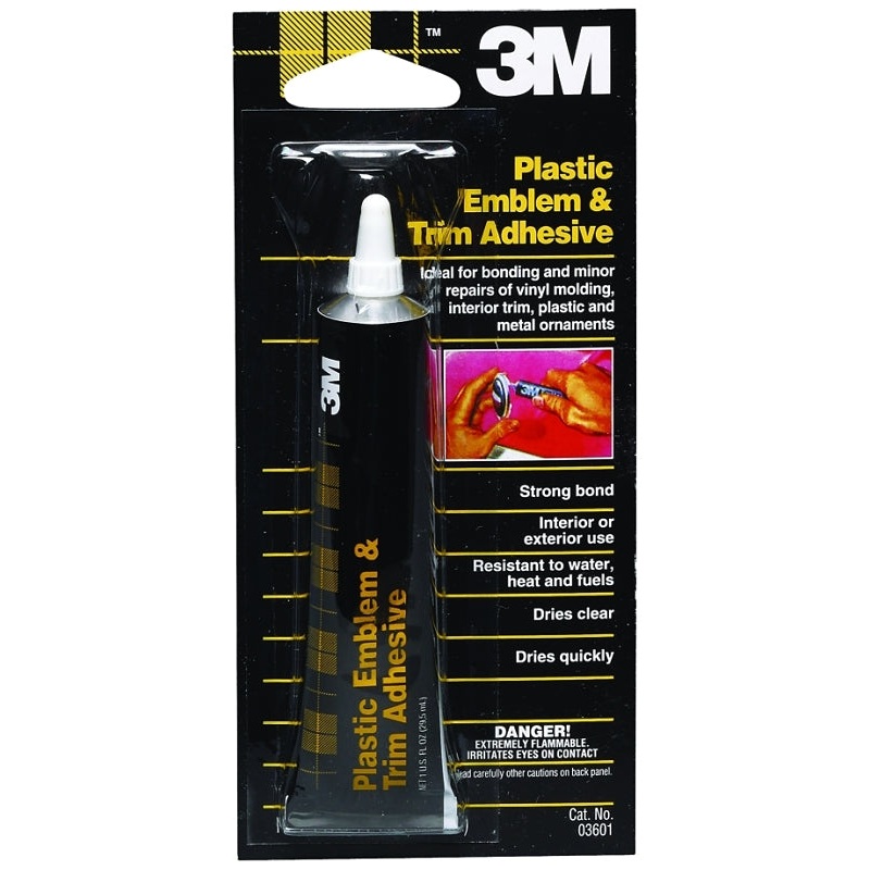 3M 03601 Emblem and Trim Adhesive, Liquid, Ketone, Clear, 1 oz Tube