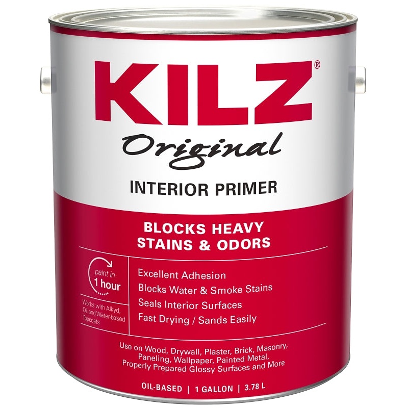 Kilz 10001 Primer, Oil Base, White, 1 gal, Can, Pack of 4