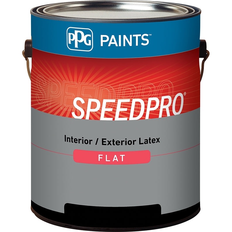 PPG SPEEDPRO 14-650/01 Interior Paint, Flat Sheen, White, 1 gal, 400 to 500 sq-ft/gal Coverage Area, Pack of 4