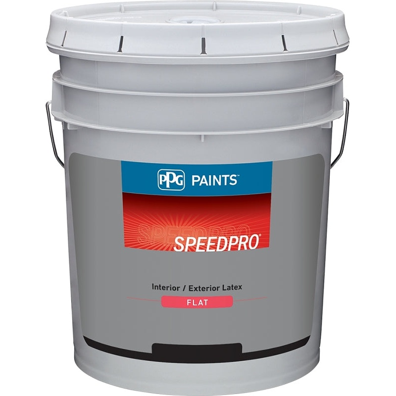 PPG SPEEDPRO 14-650/05 Interior Paint, Flat Sheen, White, 5 gal, 400 to 500 sq-ft/gal Coverage Area