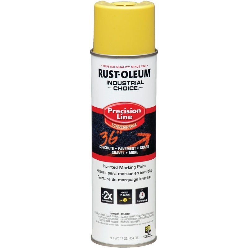 Rust-Oleum 203025 Inverted Marking Spray Paint, Semi-Gloss, Yellow, 17 oz, Can