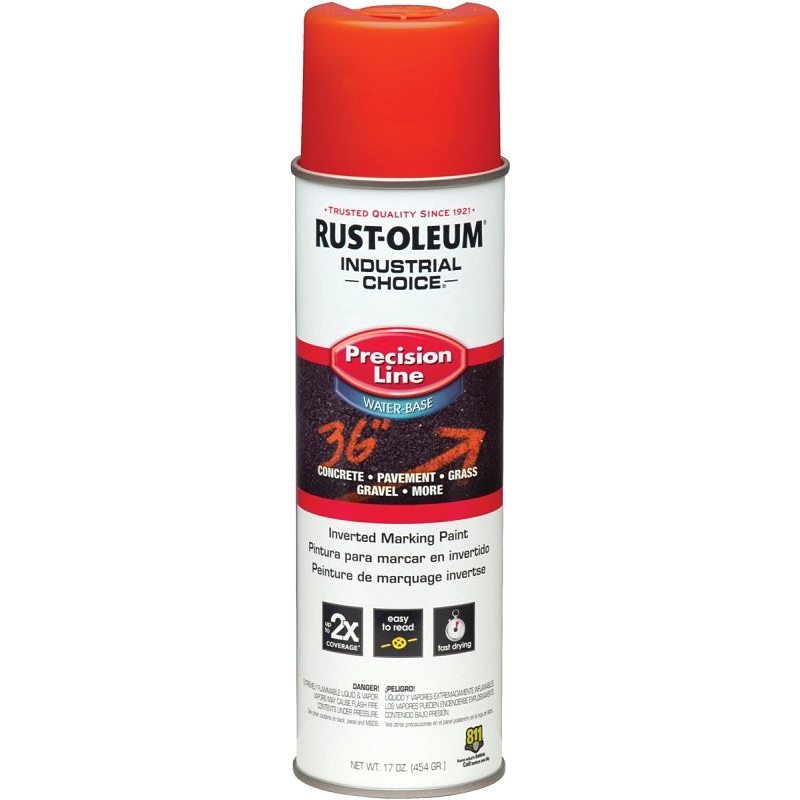 Rust-Oleum 203035 Inverted Marking Spray Paint, APWA Alert Orange, 17 oz, Can