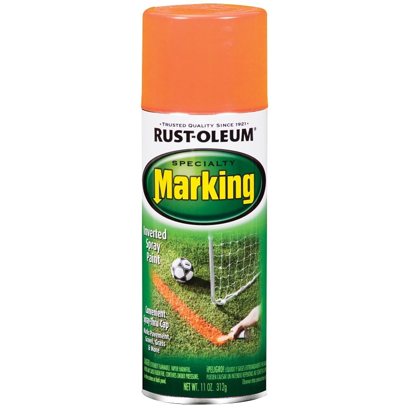 RUST-OLEUM SPECIALTY 1987830 Marking Spray Paint, Flat, Fluorescent Orange, 11 oz Aerosol Can