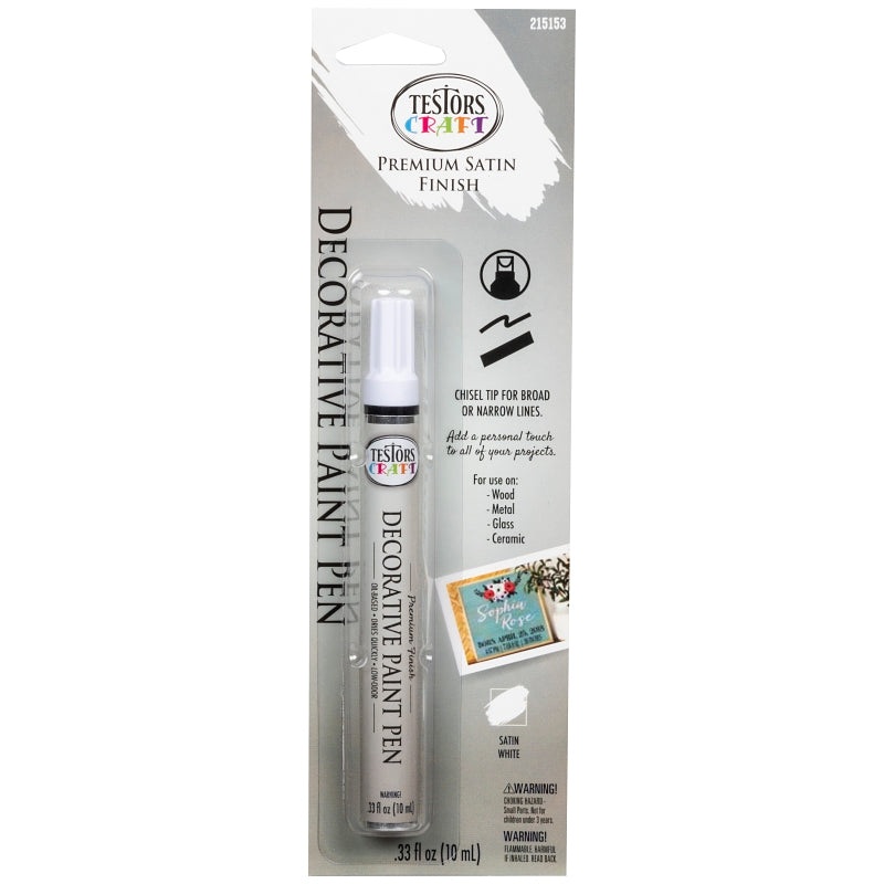 Testors 215153 Decorative Paint Pen, Chisel Tip, White