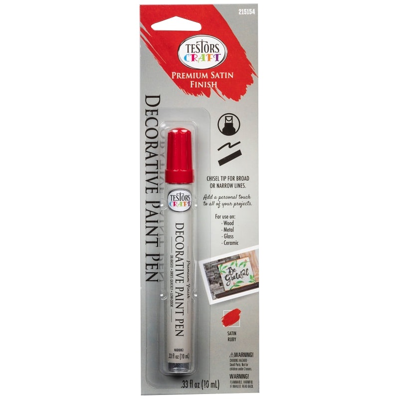 Testors 215154 Decorative Paint Pen, Chisel Tip, Ruby
