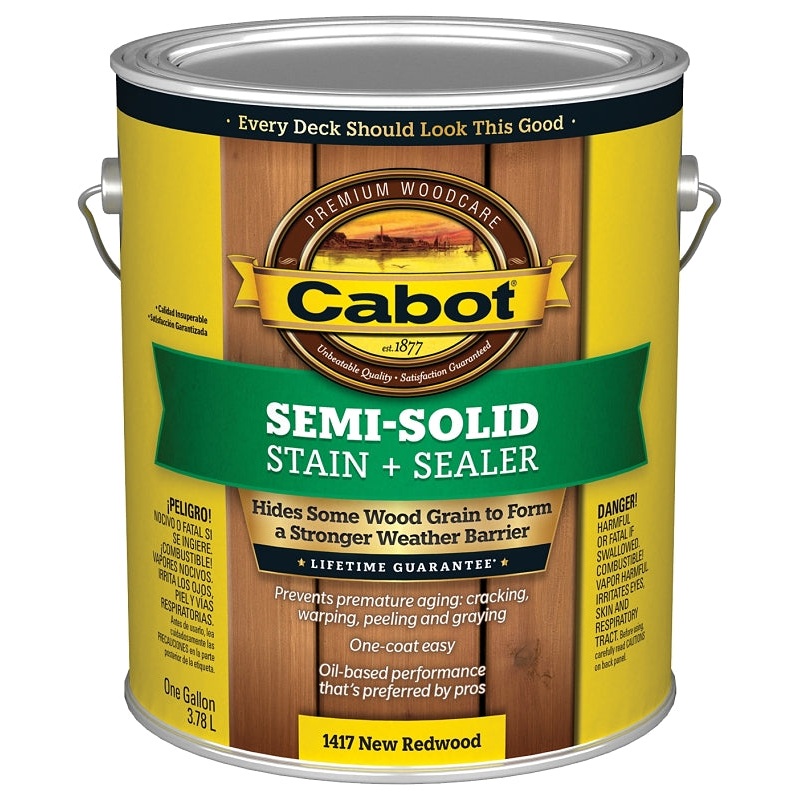 Cabot 140.0001417.007 Deck and Siding Stain, Natural Flat, New Redwood, Liquid, 1 gal, Pack of 4