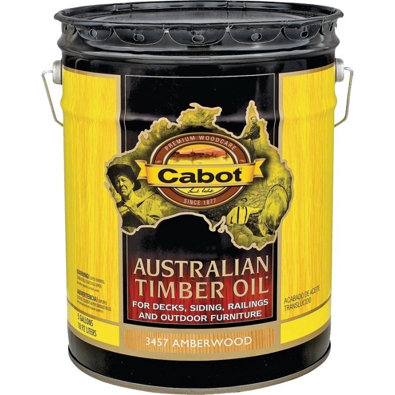 Cabot 3400 Series 140.0003457.008 Australian Timber Oil, Amberwood, Liquid, 5 gal, Pail