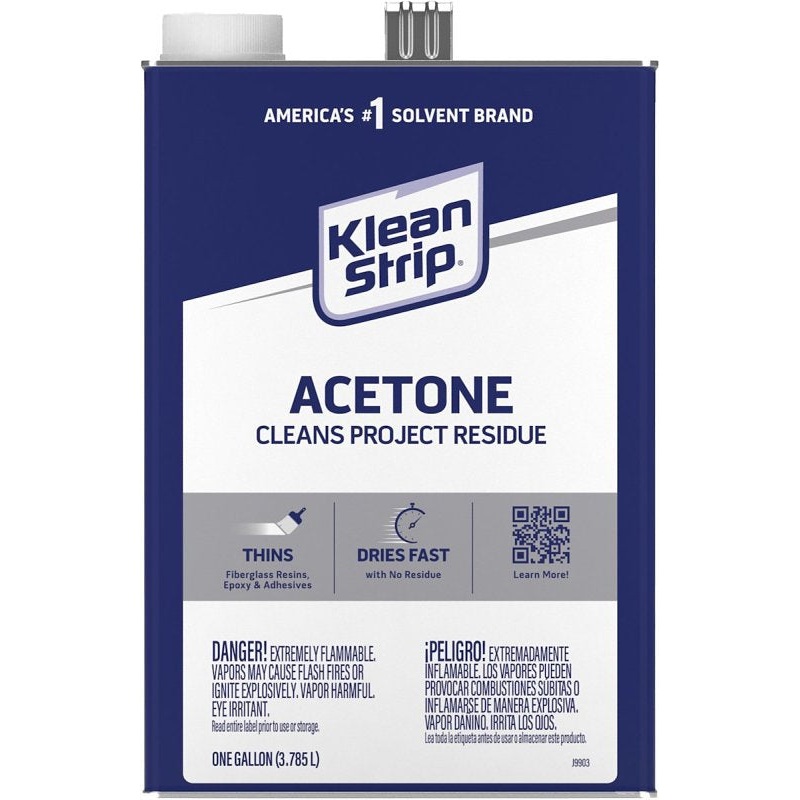 Klean Strip GAC18 Acetone Thinner, Liquid, Characteristic Ketone, Sweet Pungent, Clear, 1 gal, Can, Pack of 4