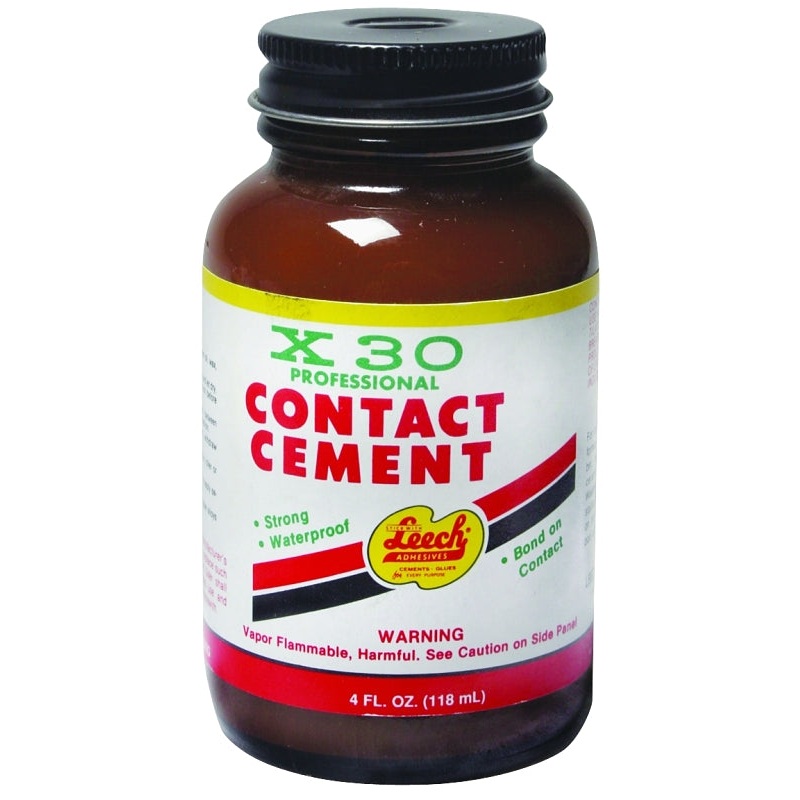 Leech Adhesives X-30 X30-74 Contact Cement, Clear, 4 oz Bottle