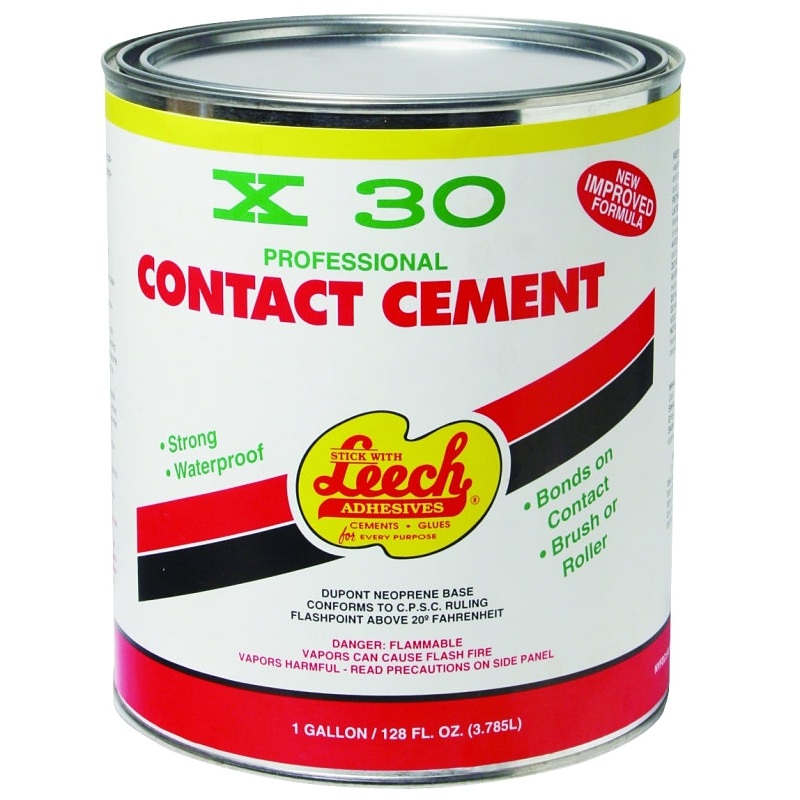 Leech Adhesives X-30 X30-79 Contact Cement, Clear, 1 gal Can, Pack of 4