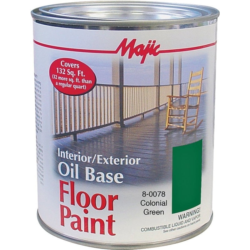 Majic Paints 8-0078-2 Floor Paint, Medium-Gloss, Colonial Green, 1 qt Pail