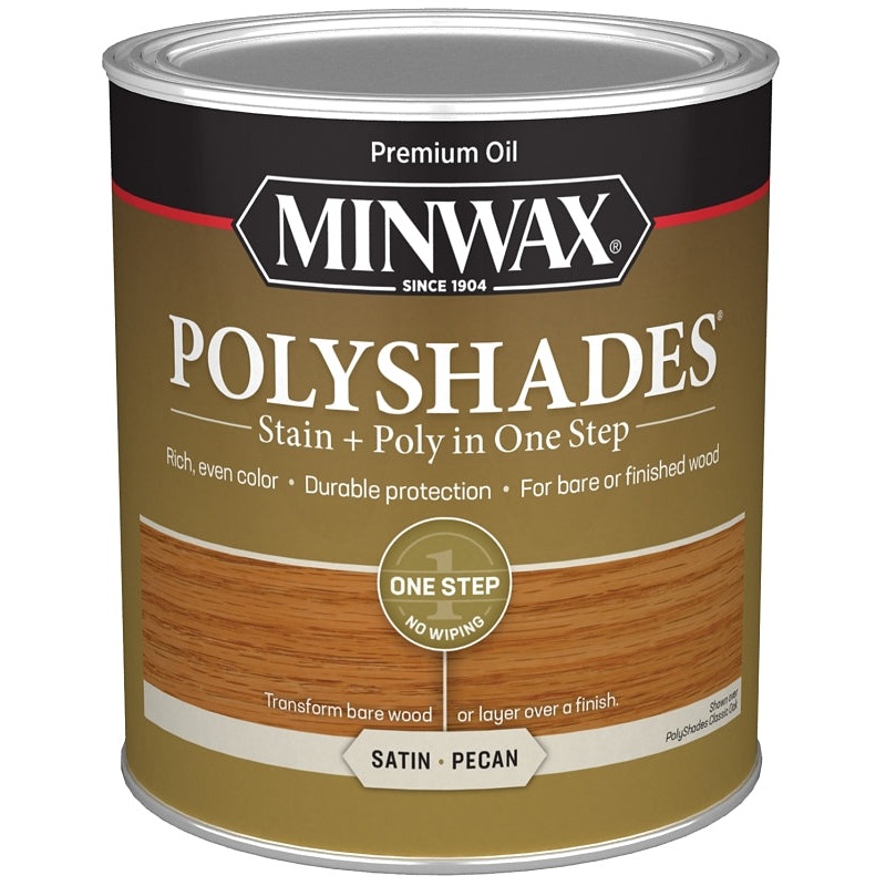 Minwax 61320444 Waterbased Polyurethane Stain, Satin, Liquid, Pecan, 1 qt, Can