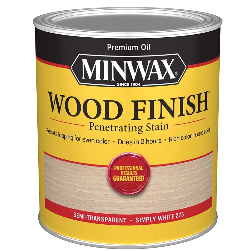 Minwax 700524444 Wood Stain, Oil Base, White, Liquid, 1 qt, Can