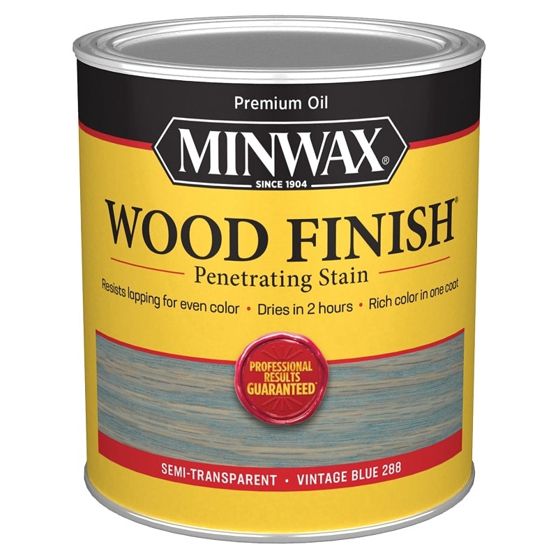 Minwax Wood Finish 701104444 Wood Stain, Vintage Blue, Liquid, 1 qt