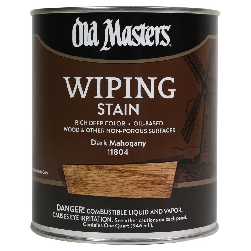 Old Masters 11804 Wiping Stain, Dark Mahogany, Liquid, 1 qt, Can