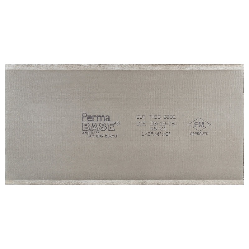 PermaBase 50000079 Board, 8 ft L, 48 in W, 1/2 in Thick, Cement/Fiberglass Mesh, Gray, Pack of 30