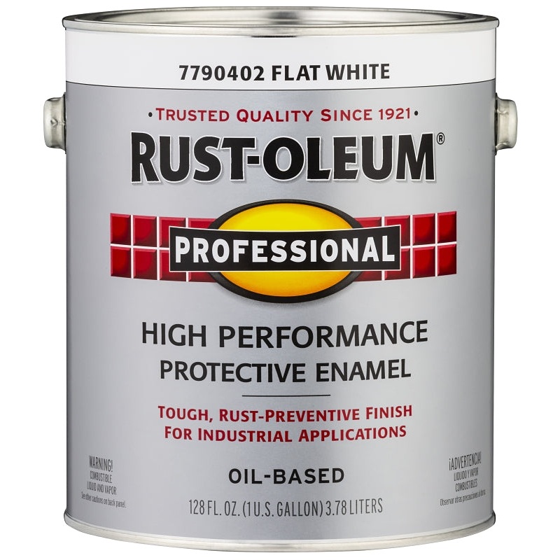 Professional 7790402 Enamel Paint, Oil, Flat, White, 1 gal, Can, 230 to 390 sq-ft/gal Coverage Area