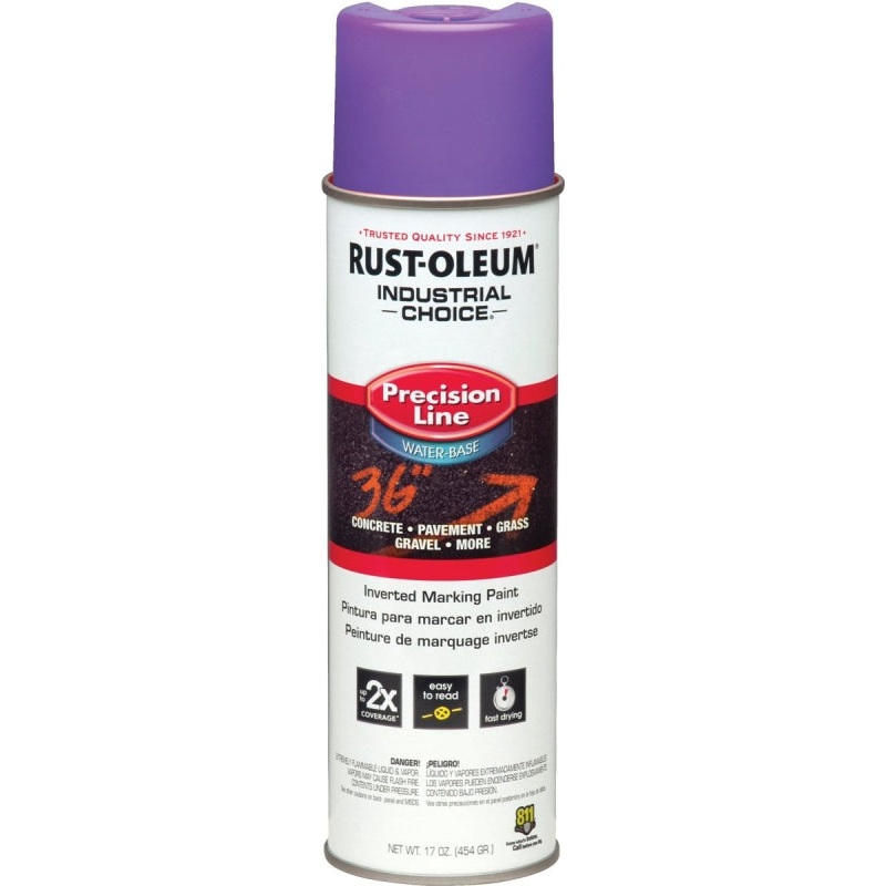 Rust-Oleum 1869838 Inverted Marking Spray Paint, Fluorescent Purple, 17 oz, Can