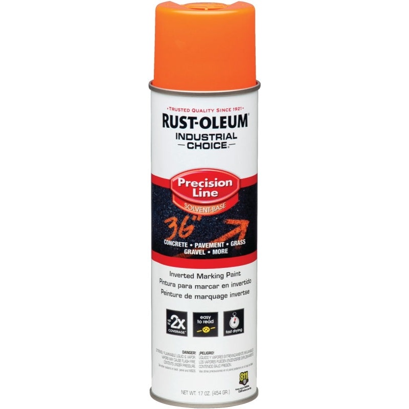Rust-Oleum 201516 Inverted Marking Spray Paint, Gloss, APWA Orange, 17 oz, Can
