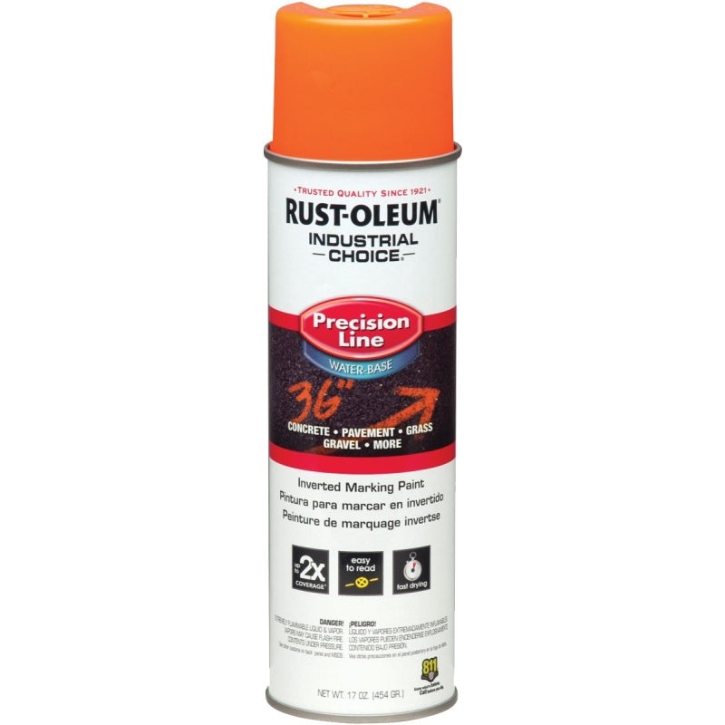 Rust-Oleum 203036 Inverted Marking Spray Paint, Fluorescent Orange, 17 oz, Can