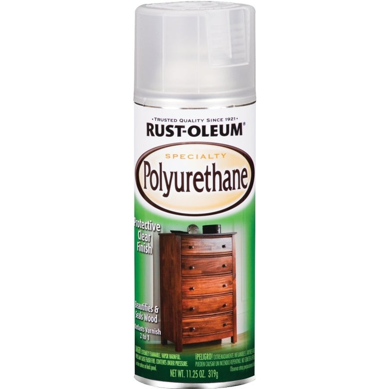 Rust-Oleum SPECIALTY 7871-830 Polyurethane, Semi-Gloss, Liquid, Clear, 11.25 oz, Aerosol Can