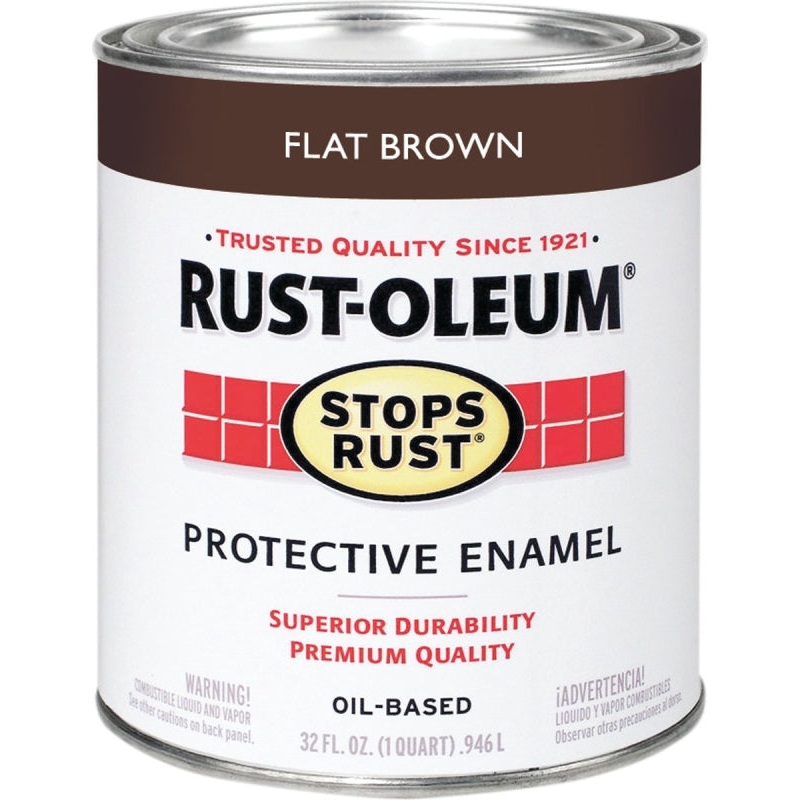 RUST-OLEUM STOPS RUST 239083 Protective Enamel, Flat, Brown, 1 qt Can, Pack of 2