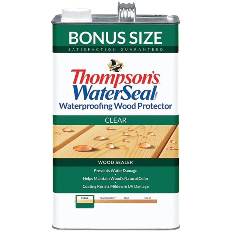 Thompson’s WaterSeal TH.090001-03 Wood Sealer, Transparent, Liquid, Clear, 1.2 gal, Pack of 4