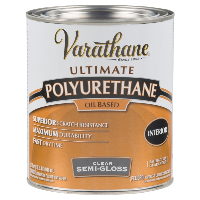 Varathane 6041H Polyurethane, Semi-Gloss, Liquid, Clear, 1 qt