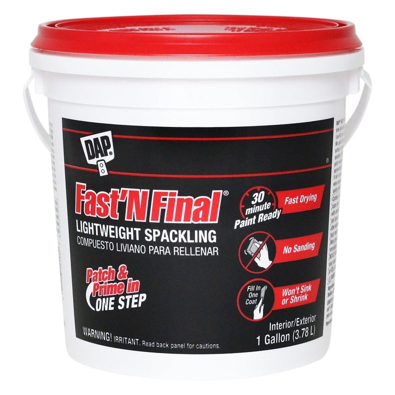 DAP 12143 Lightweight Spackling, Latex, Oil Base, White, 1 gal Tub
