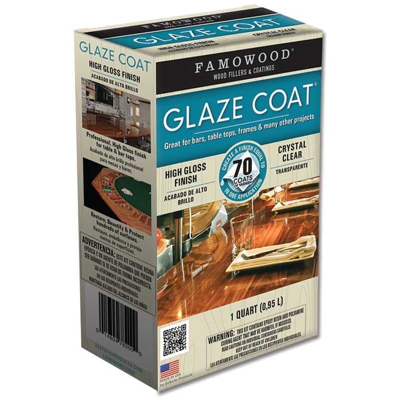 Famowood 5050080 Glaze Epoxy Coating, Liquid, Slight, Clear, 1 qt, Container