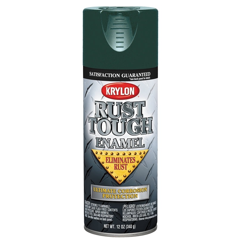 Krylon Rust Tough K09223007 Rust Preventative Spray Paint, Gloss, Hunter Green, 12 oz, Can