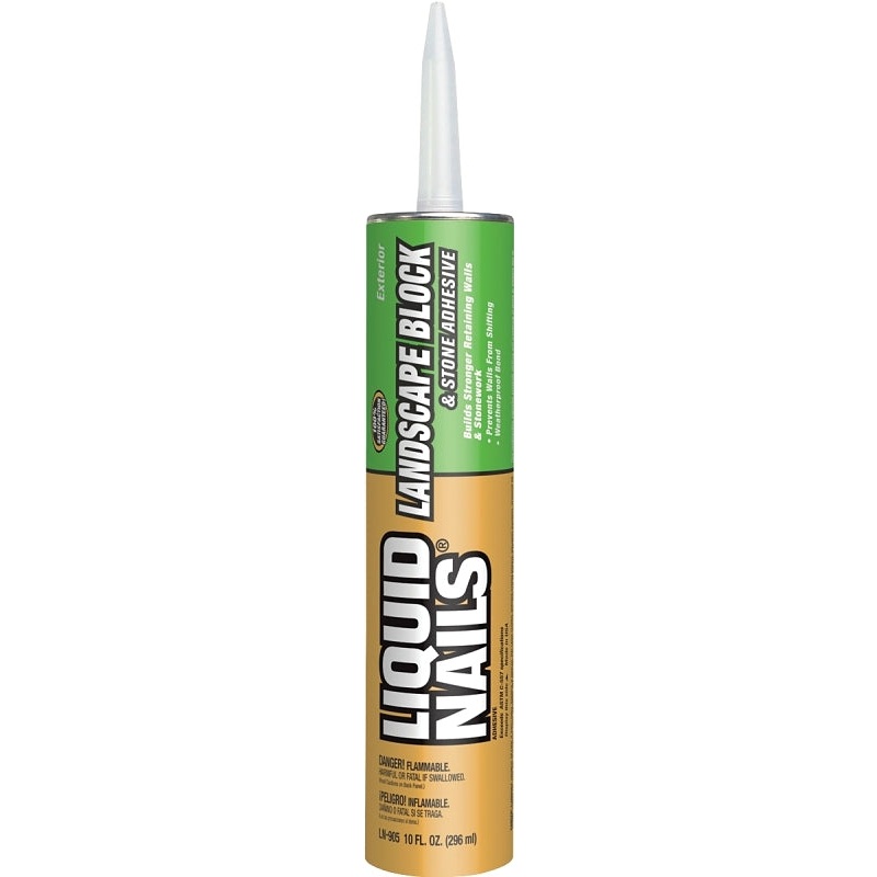 Liquid Nails LN-905 Landscape Block Adhesive, Paste, Mild Latex, White, 10 oz Cartridge, Pack of 12
