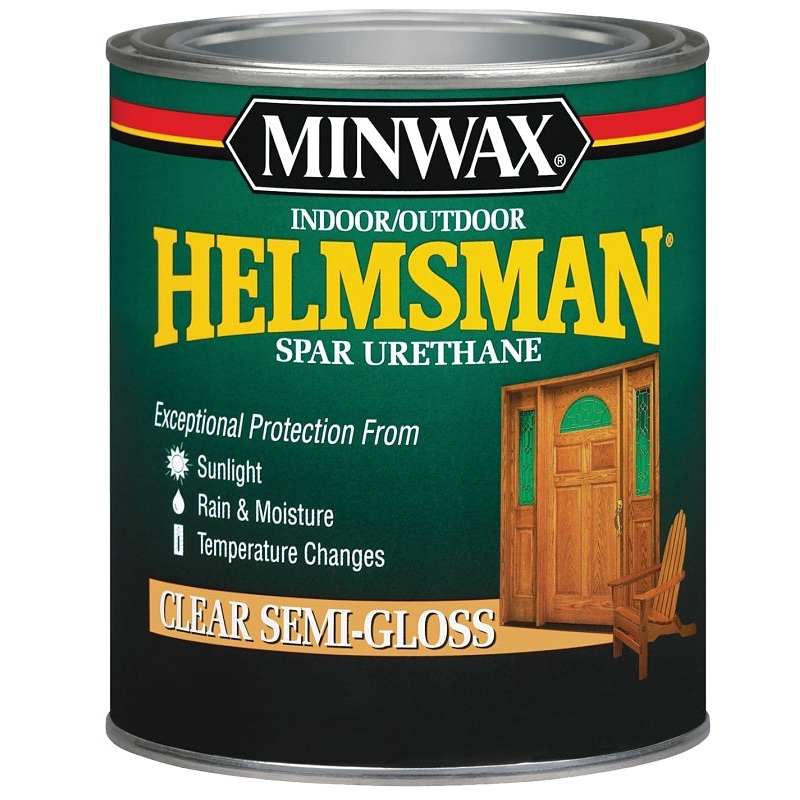 Minwax 63210444 Spar Varnish, Semi-Gloss, Clear, Liquid, 1 qt, Can