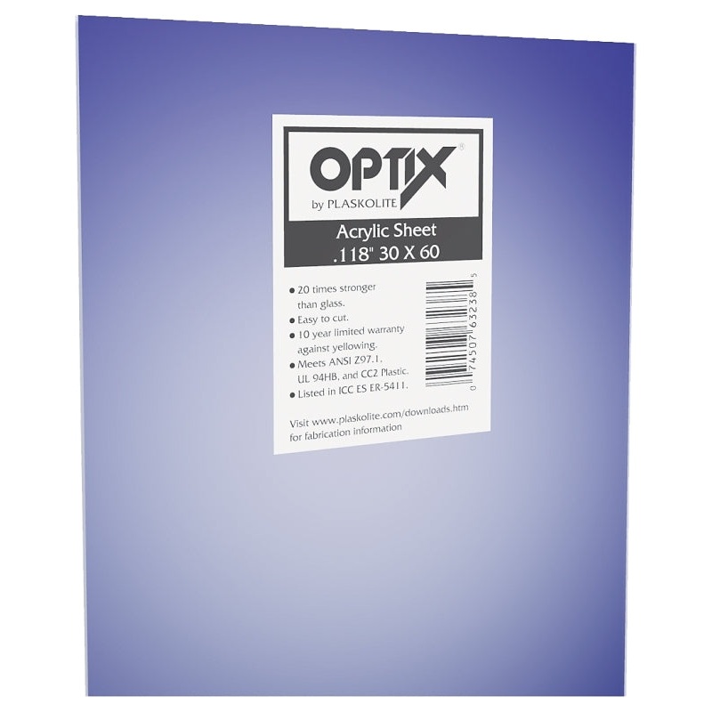 Plaskolite 1AG1700A Flat Sheet, 60 in L, 30 in W, 0.118 in Thick, Clear, Pack of 5